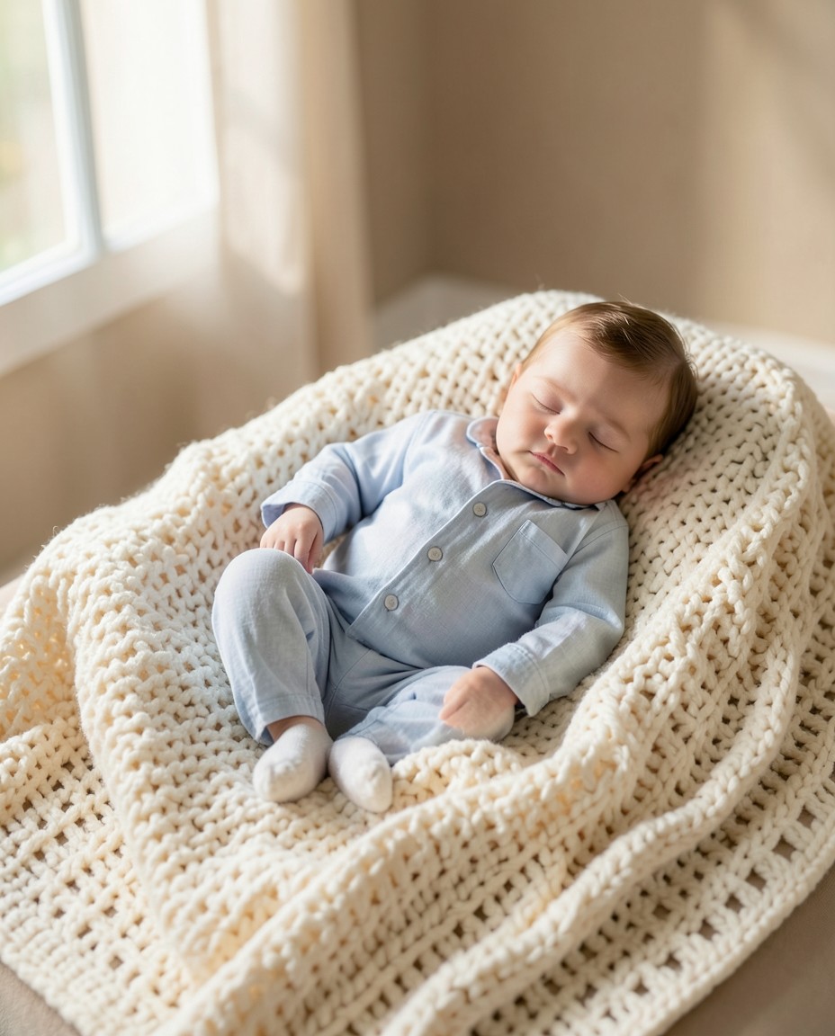 Bebé dormido con pijama celeste